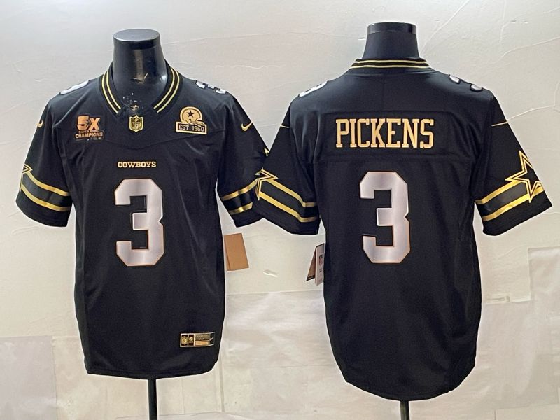 Men 2026 Dallas Cowboys #3 Pickens Black gold 6th generation Nike Limited NFL Jersey style 03->dallas cowboys->NFL Jersey